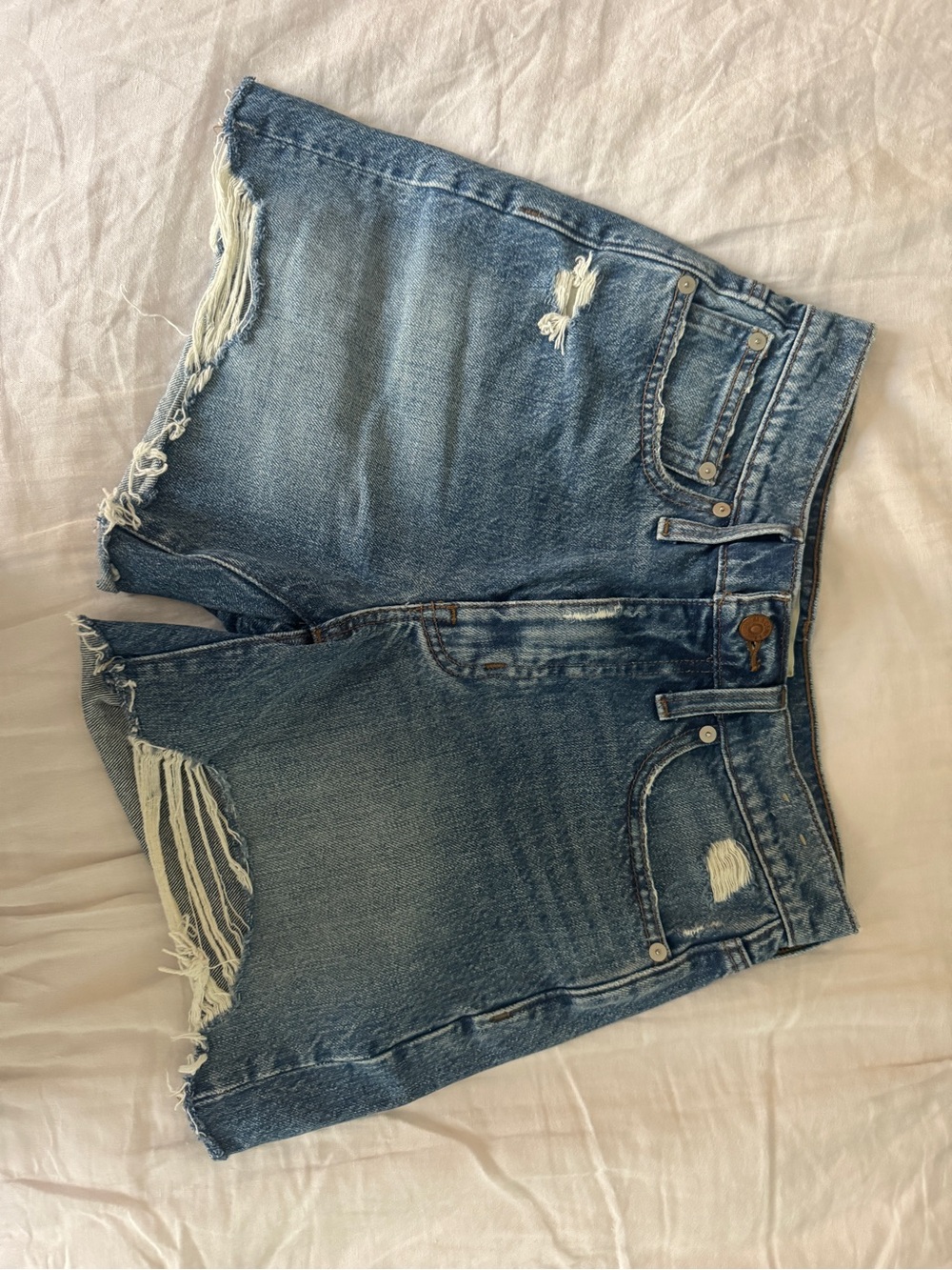 Madewell Light Blue Distressed Denim Shorts